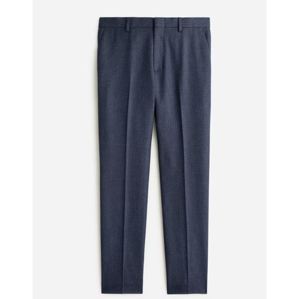J.Crew Ludlow Slim-fit Suit Pants Mens 29x32 Blue Houndstooth Cotton-wool Blend